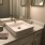 Large Framed Mirror, Brushed Nickel Fixtures, Modern White Sink